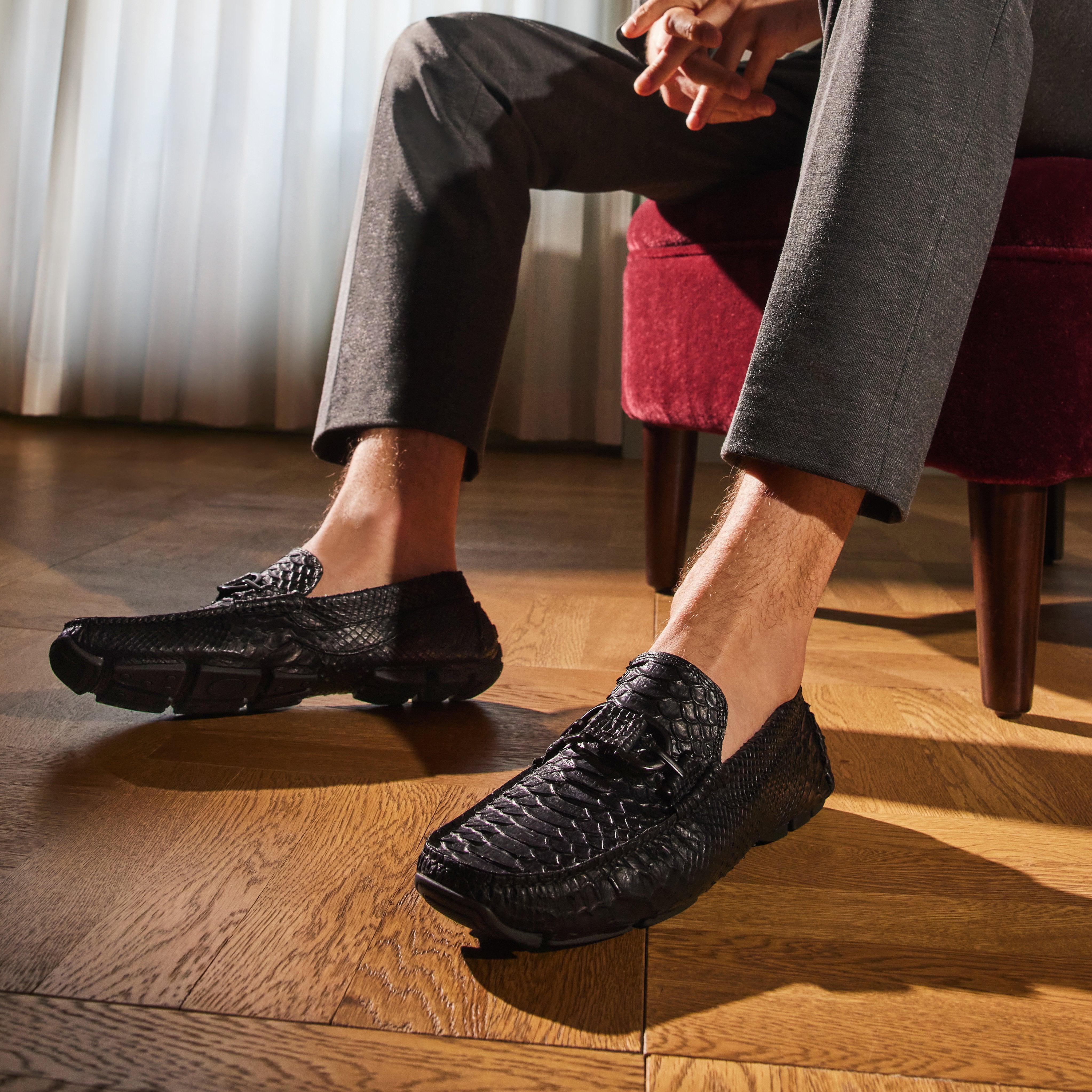 DACIO DRIVER | Men Donald Pliner Shoes Black Snake